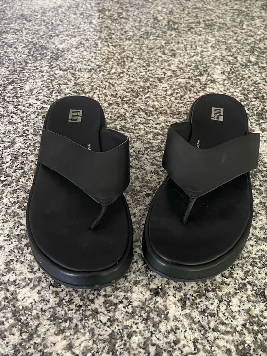 Fitflop Shoes - FitFlop F-Mode Leather Flatform Toe-Post Sandals platform Black Size 9 Orthotic